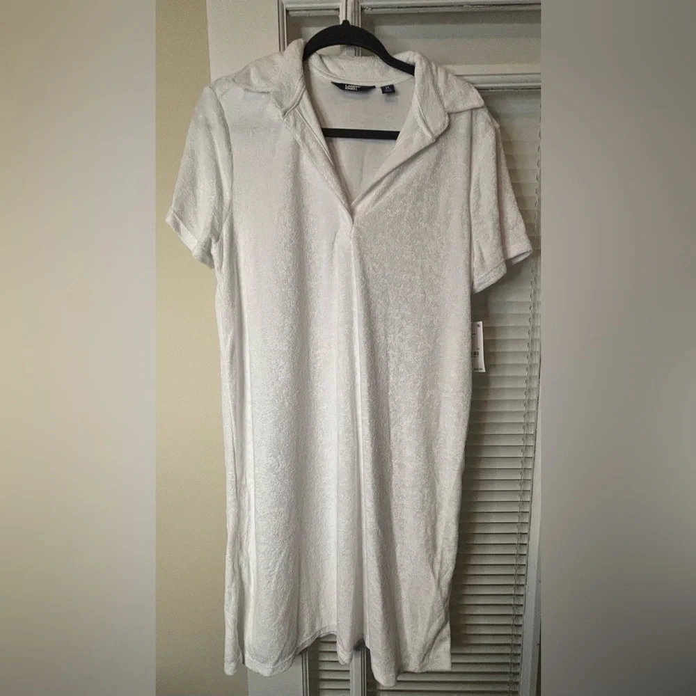 White Terrycloth  SwimSuit Cover Up-Available in Large & Medium